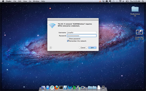 Mac OS X wifi password window